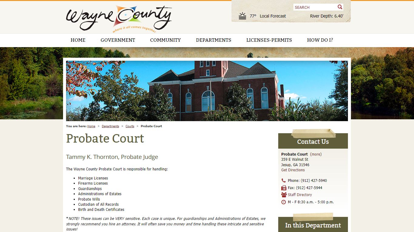 Probate Court / Wayne County, GA